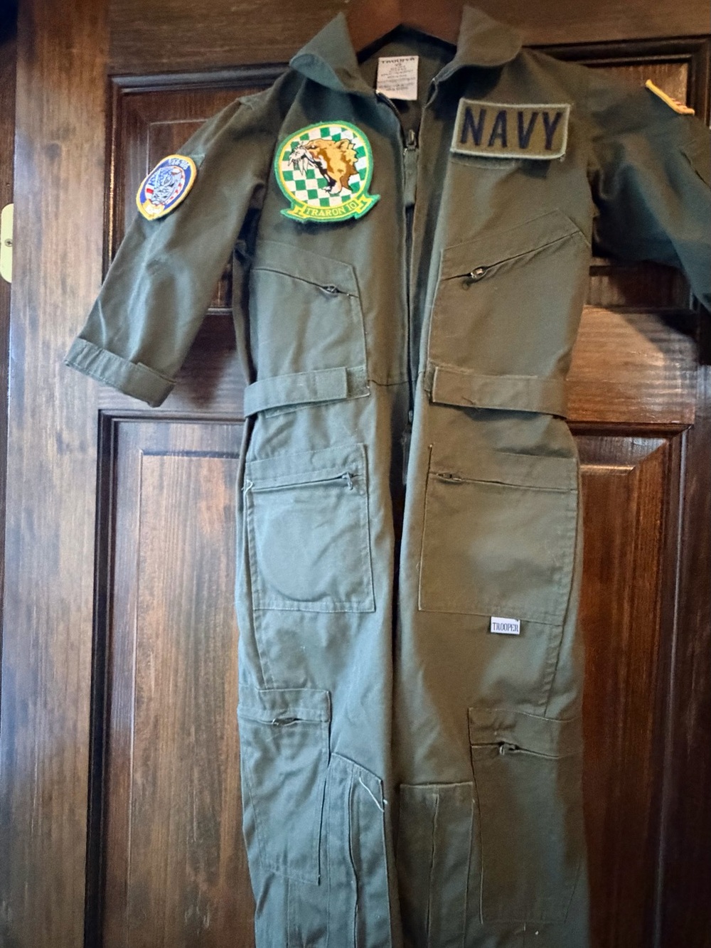 Kids Olive Green Navy  Pilot Flight Jumpsuit